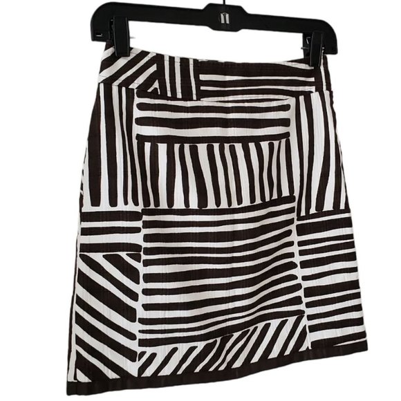 Ann Taylor Tribal Mudcloth Print Textured Mini Skirt | NWOT | 00P | Brown White - Picture 2 of 14